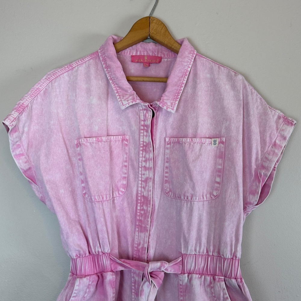 Simply Southern pink "Denim" Jumpsuit women’s size large - Picture 5 of 16